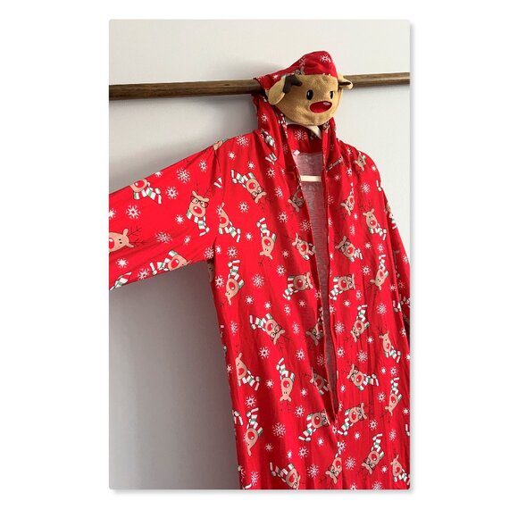 Matching Family Pajamas Reindeer Antler Zipper Onesie RED SZ M / DAD - Picture 6 of 12